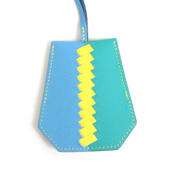 HERMES Charm Crochette Leather Blue/Green/Yellow Silver Unisex - Picture 3 of 5